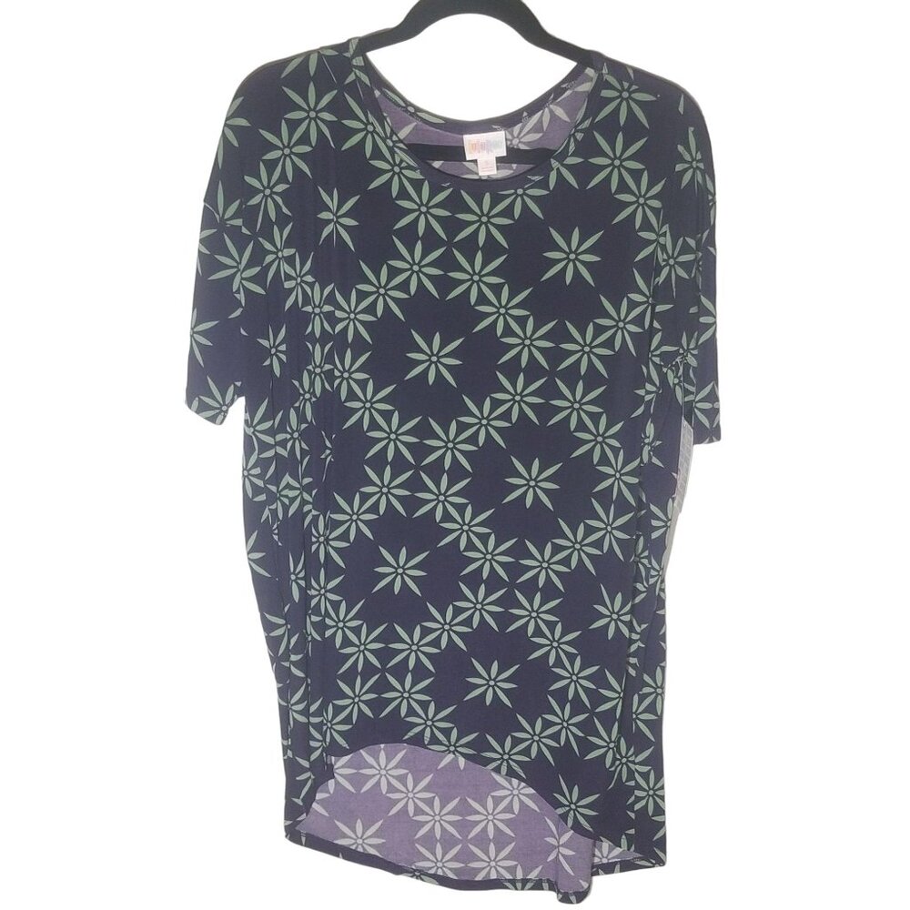 LuLaRoe Irma tunic floral green & purple polyester blend size s height 28" ARMPI